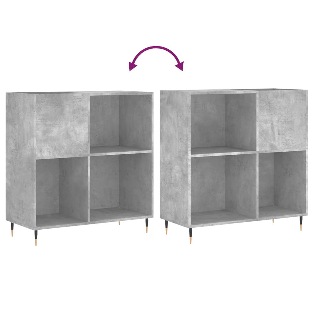 betonszürke szerelt fa hanglemezszekrény 84,5 x 38 x 89 cm
