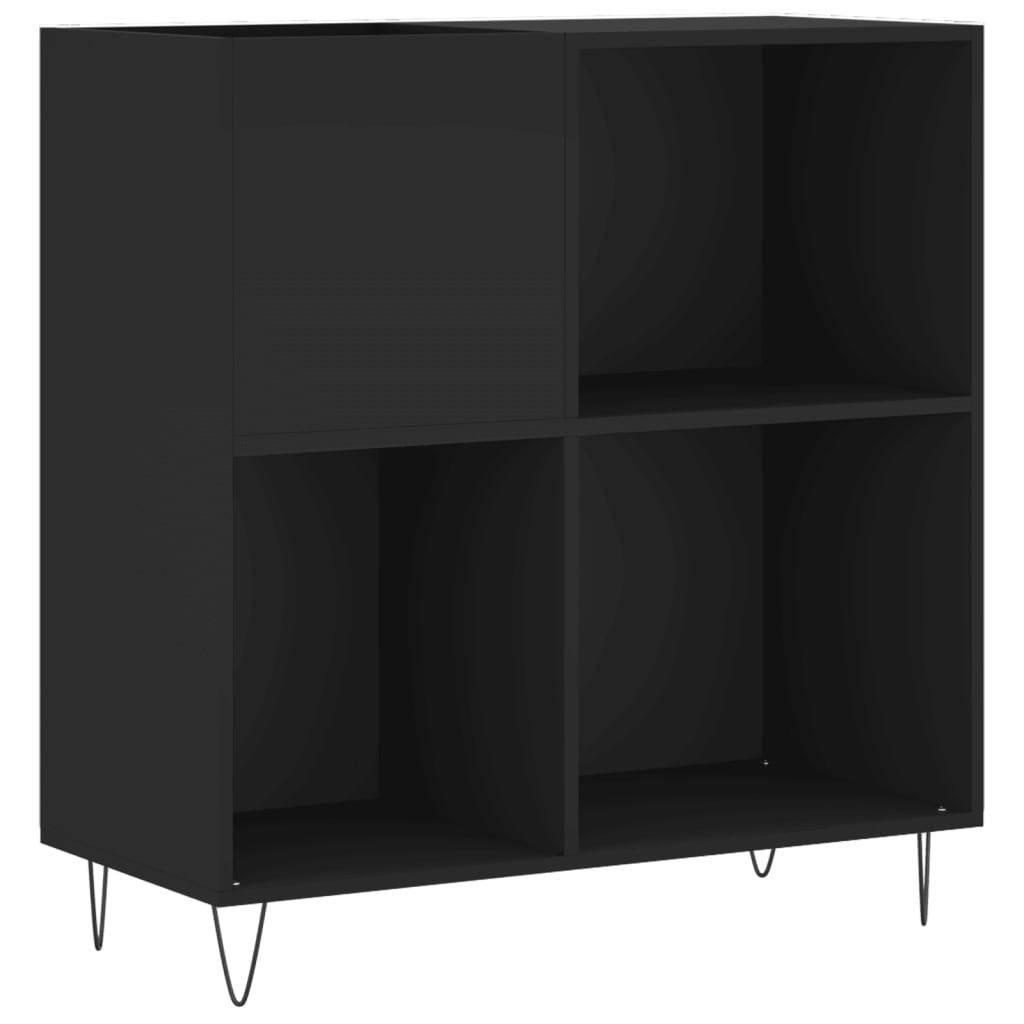 fekete szerelt fa hanglemezszekrény 84,5 x 38 x 89 cm