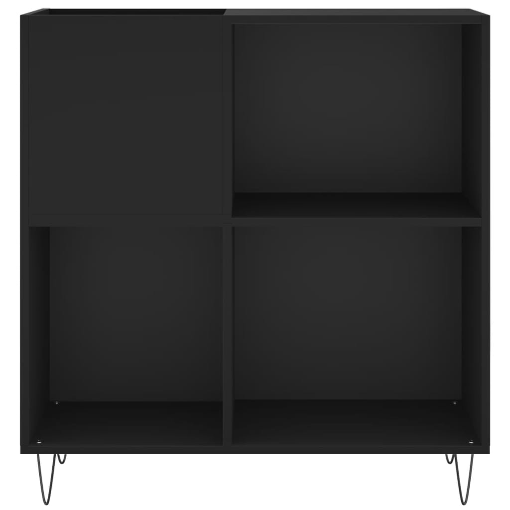 fekete szerelt fa hanglemezszekrény 84,5 x 38 x 89 cm