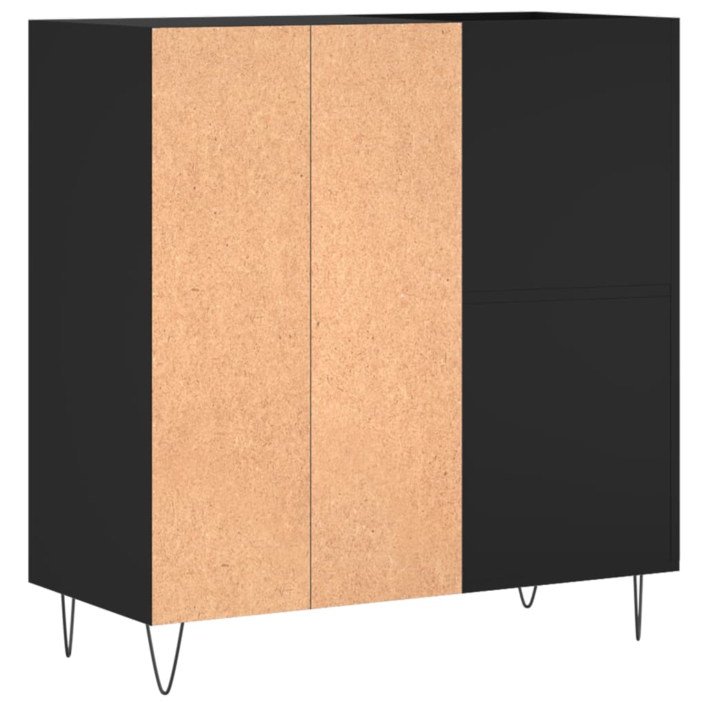 fekete szerelt fa hanglemezszekrény 84,5 x 38 x 89 cm