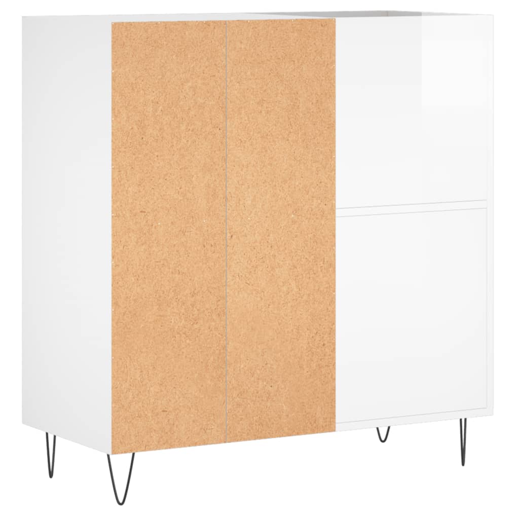 magasfényű fehér szerelt fa hanglemezszekrény 84,5 x 38 x 89 cm