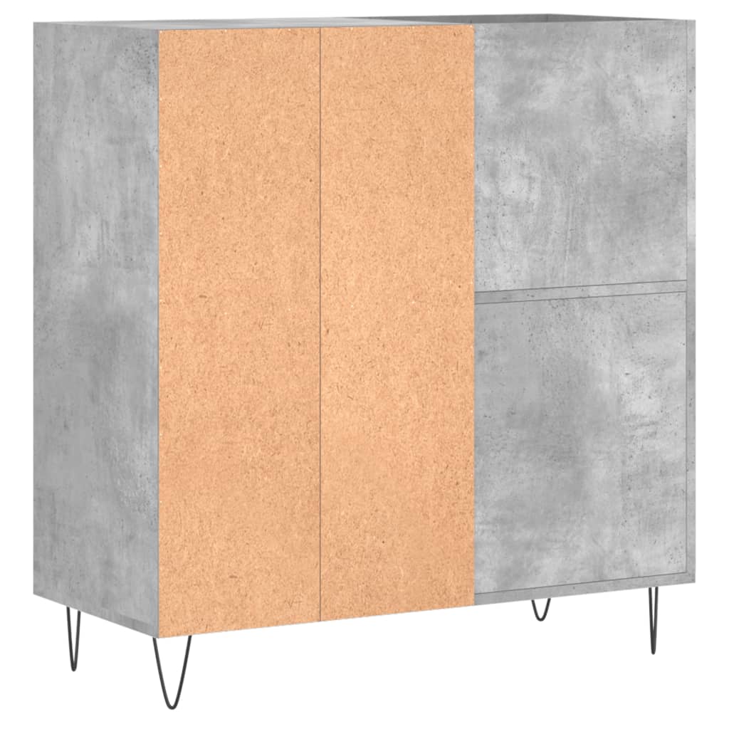 betonszürke szerelt fa hanglemezszekrény 84,5 x 38 x 89 cm