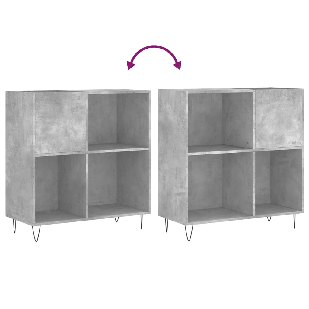 betonszürke szerelt fa hanglemezszekrény 84,5 x 38 x 89 cm