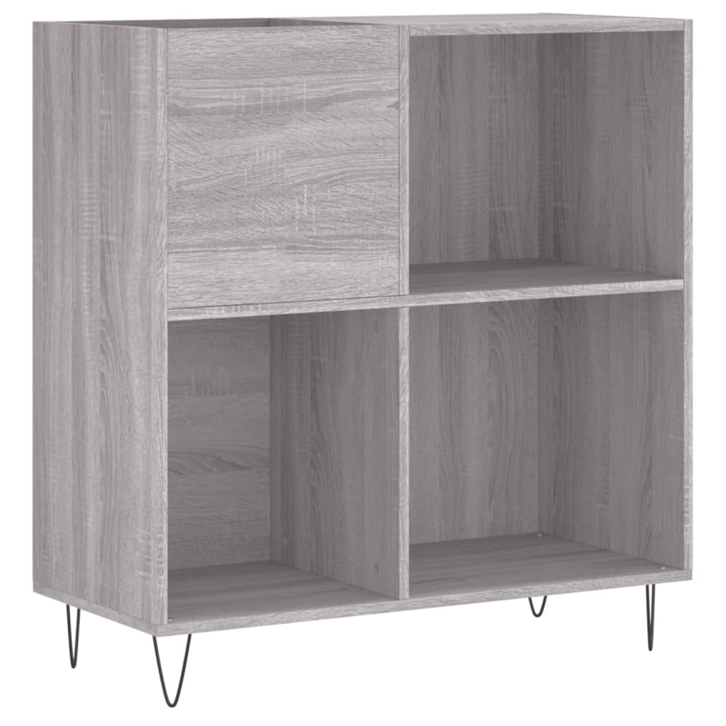 szürke sonoma színű szerelt fa hanglemezszekrény 84,5x38x89 cm