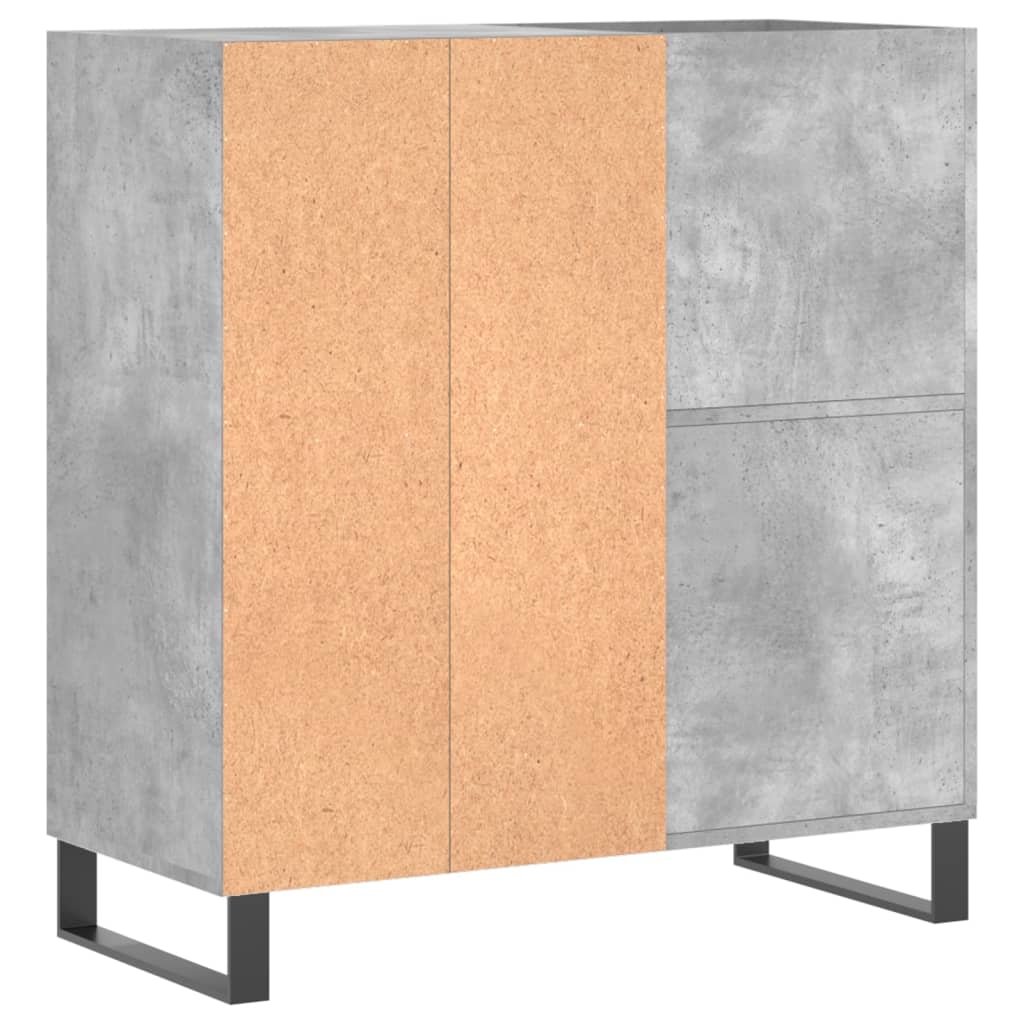betonszürke szerelt fa hanglemezszekrény 84,5 x 38 x 89 cm