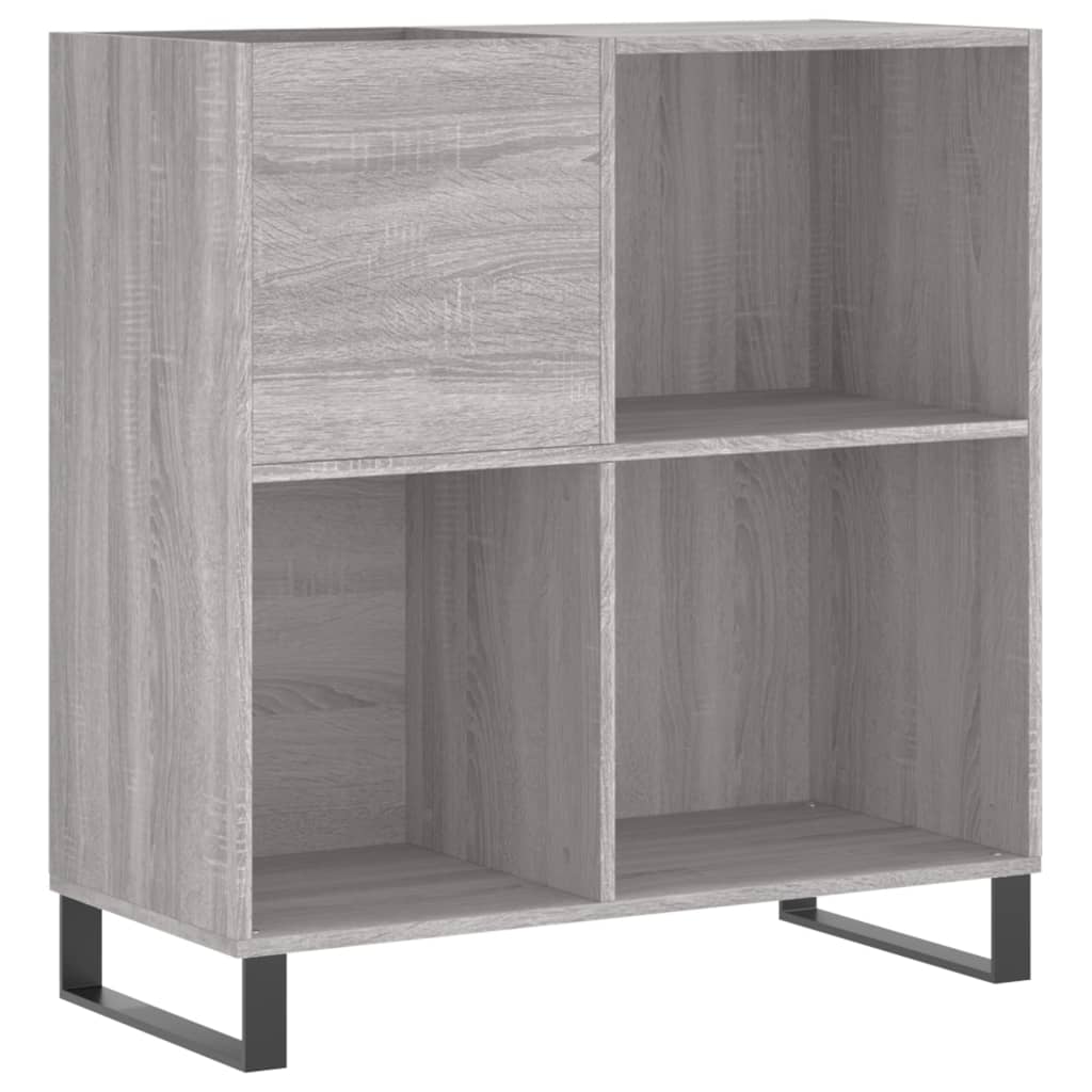 szürke sonoma színű szerelt fa hanglemezszekrény 84,5x38x89 cm