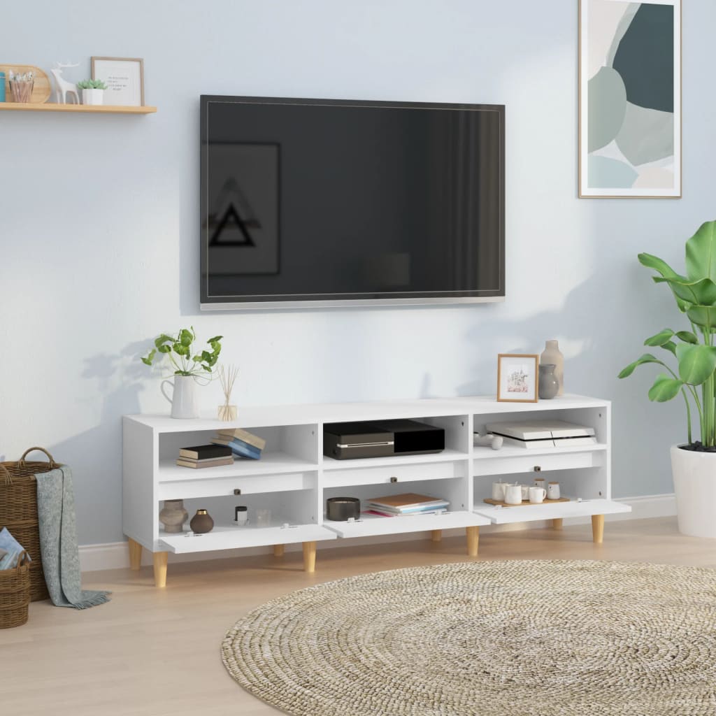fehér szerelt fa TV-szekrény 150 x 30 x 44,5 cm