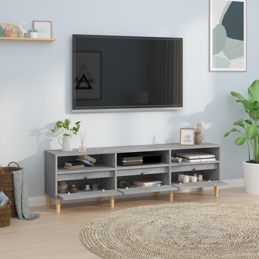 betonszürke szerelt fa TV-szekrény 150x30x44,5 cm