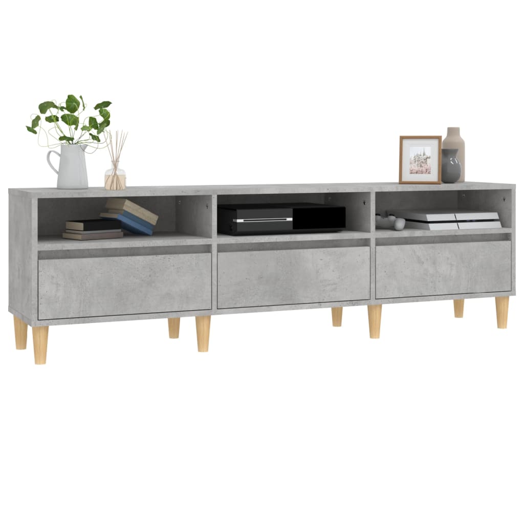betonszürke szerelt fa TV-szekrény 150x30x44,5 cm