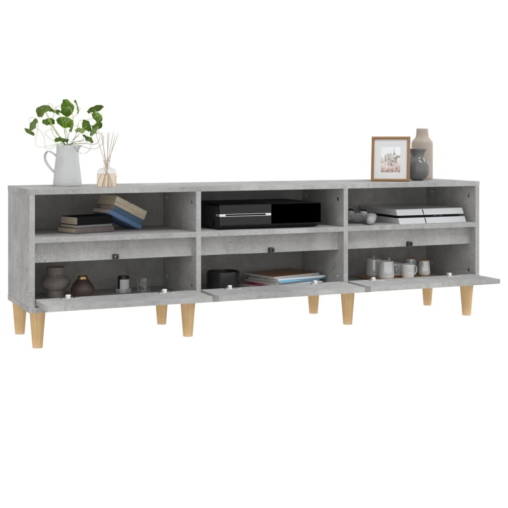 betonszürke szerelt fa TV-szekrény 150x30x44,5 cm