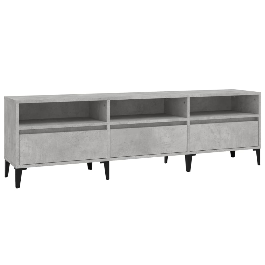 betonszürke szerelt fa TV-szekrény 150x30x44,5 cm