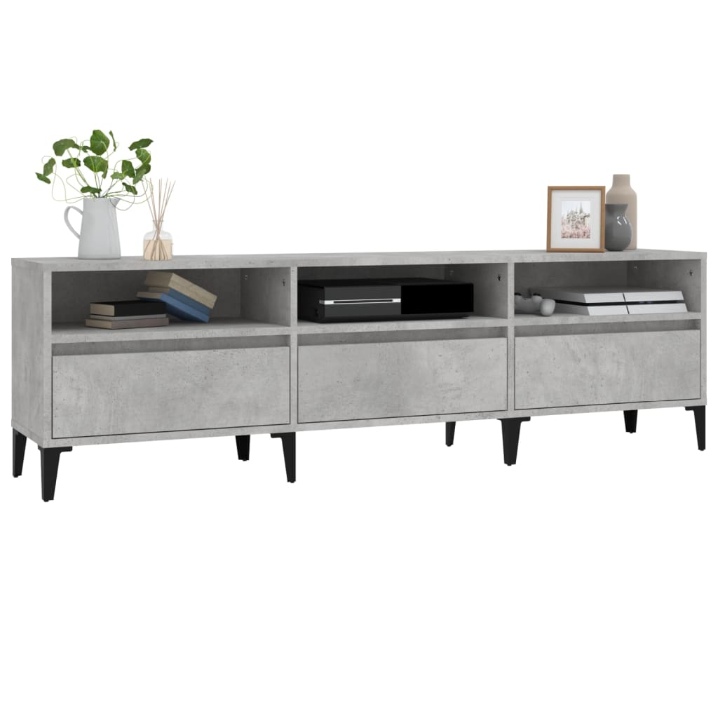 betonszürke szerelt fa TV-szekrény 150x30x44,5 cm