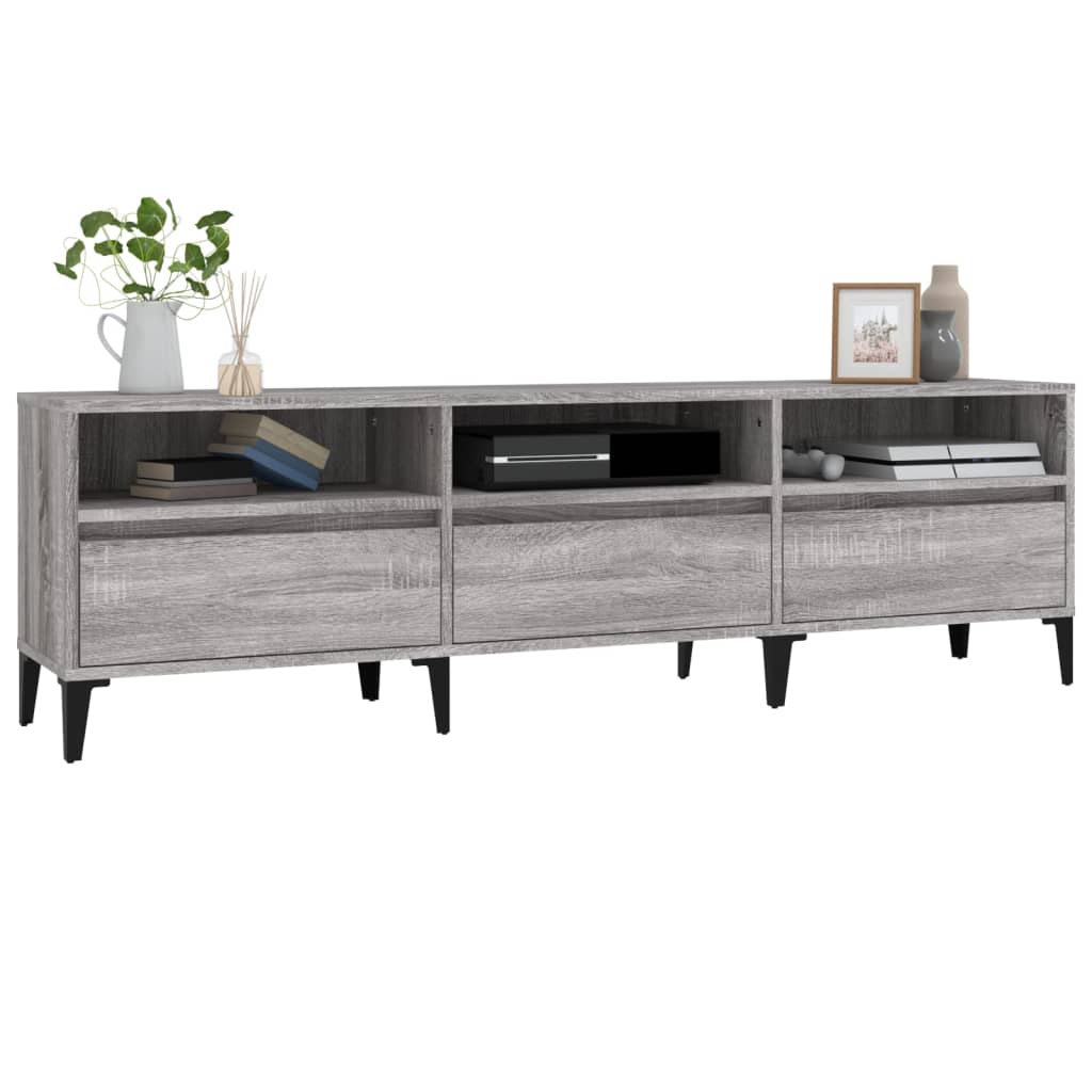 szürke sonoma színű szerelt fa TV-szekrény 150x30x44,5 cm