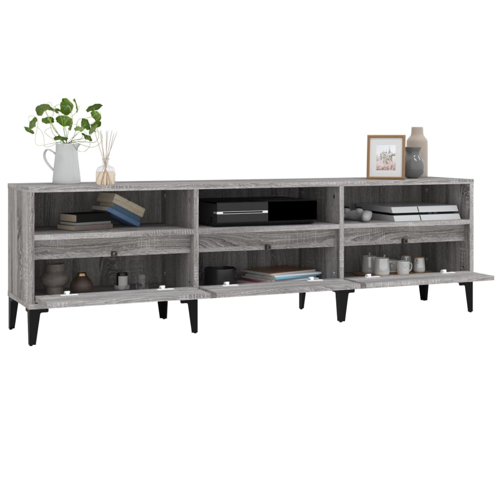 szürke sonoma színű szerelt fa TV-szekrény 150x30x44,5 cm