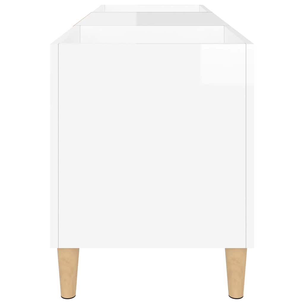magasfényű fehér szerelt fa hanglemezszekrény 121x38x48 cm