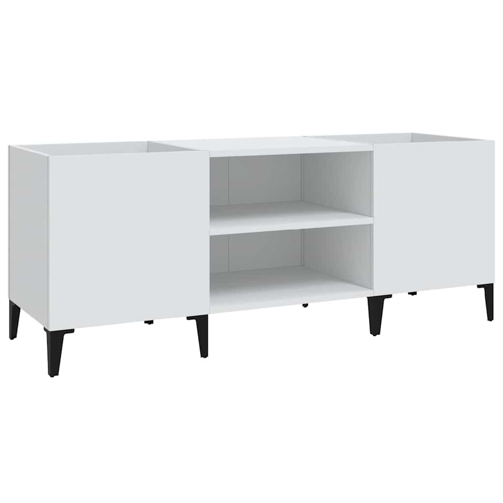 fehér szerelt fa hanglemezszekrény 121x38x48 cm