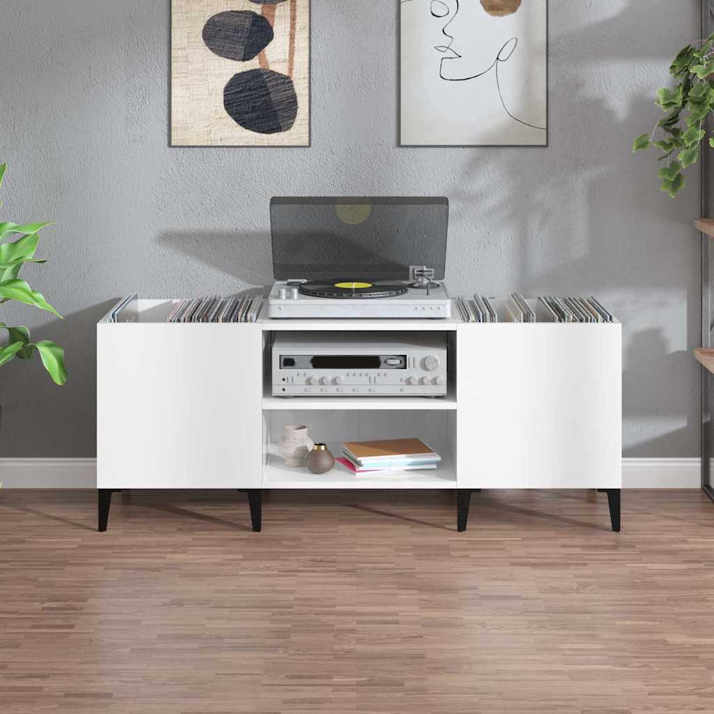 fehér szerelt fa hanglemezszekrény 121x38x48 cm