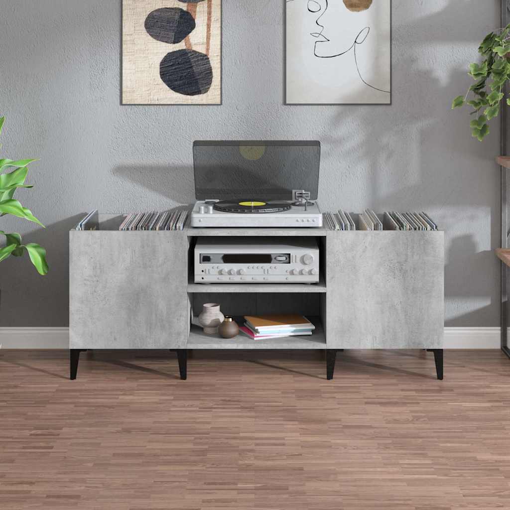 betonszürke szerelt fa hanglemezszekrény 121x38x48 cm