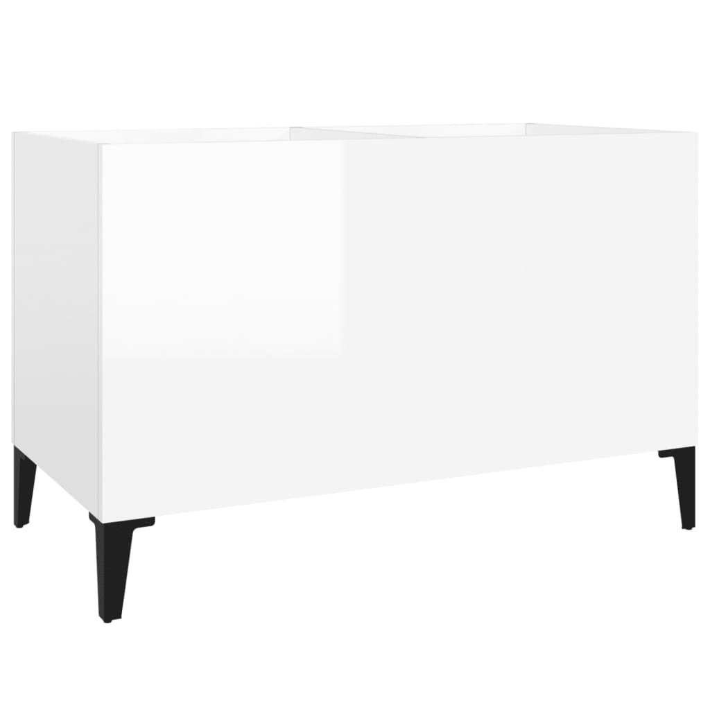 magasfényű fehér szerelt fa hanglemezszekrény 74,5x38x48 cm