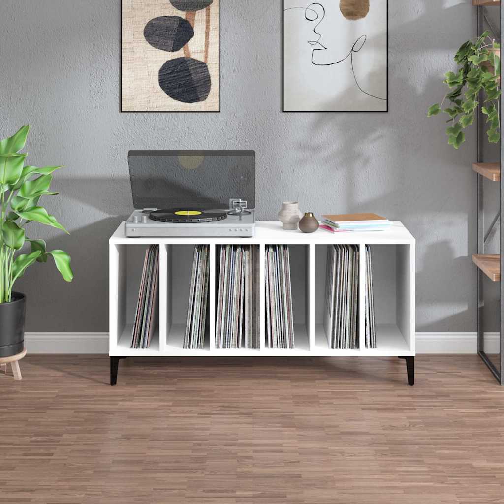 fehér szerelt fa hanglemezszekrény 100 x 38 x 48 cm