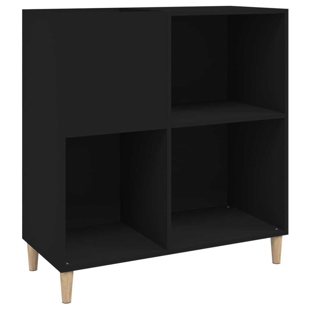 fekete szerelt fa hanglemezszekrény 84,5 x 38 x 89 cm