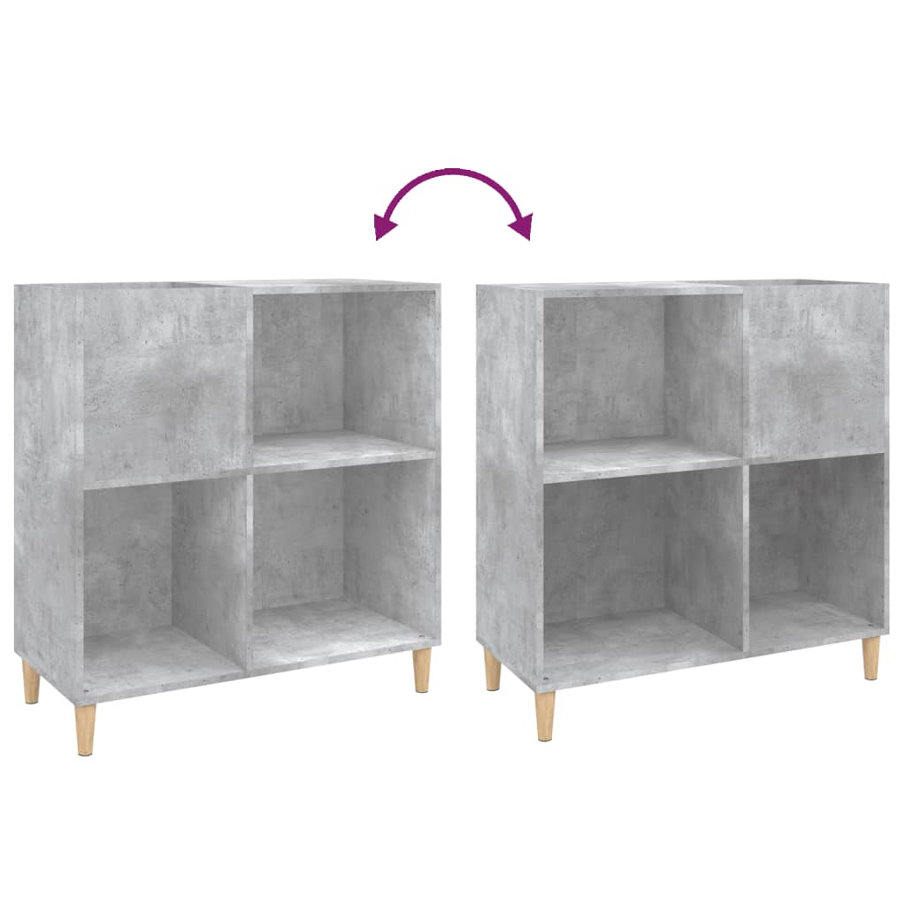 betonszürke szerelt fa hanglemezszekrény 84,5 x 38 x 89 cm