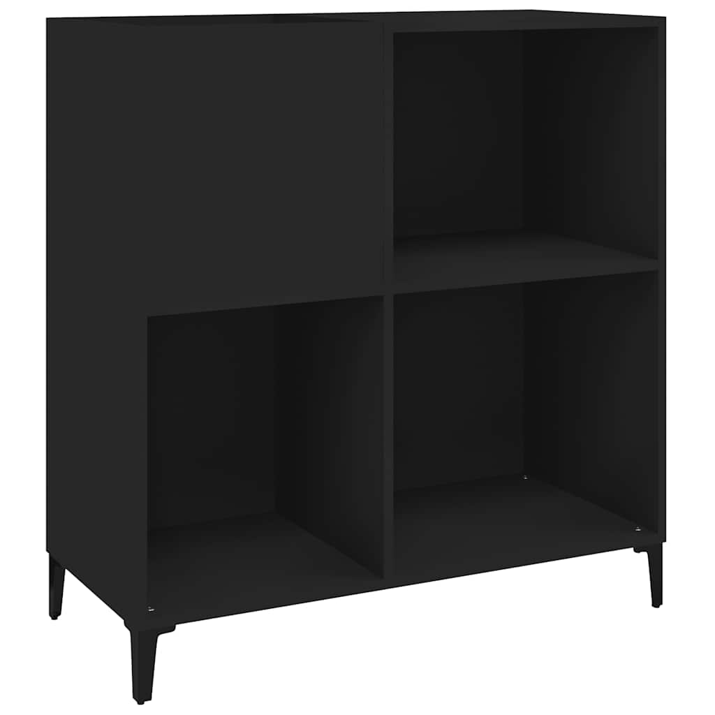 fekete szerelt fa hanglemezszekrény 84,5 x 38 x 89 cm