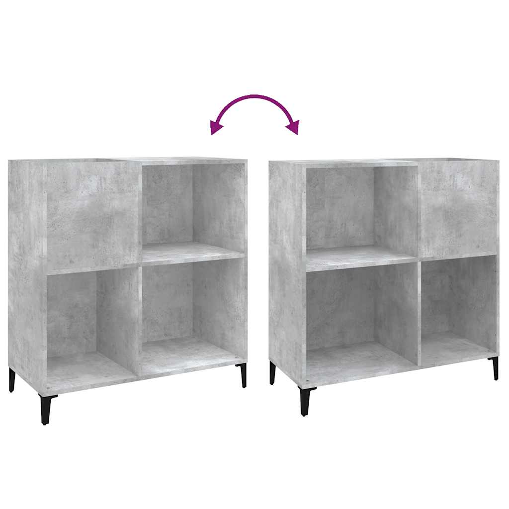 betonszürke szerelt fa hanglemezszekrény 84,5 x 38 x 89 cm
