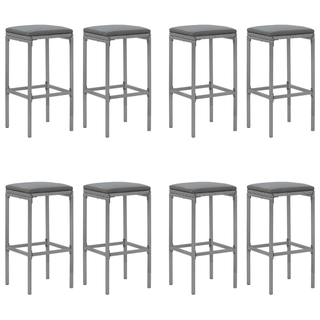9 részes szürke polyrattan kerti bárszett párnával