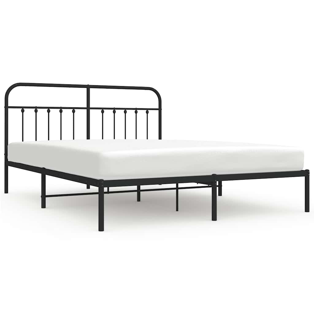 fekete fém ágykeret fejtámlával 183 x 213 cm