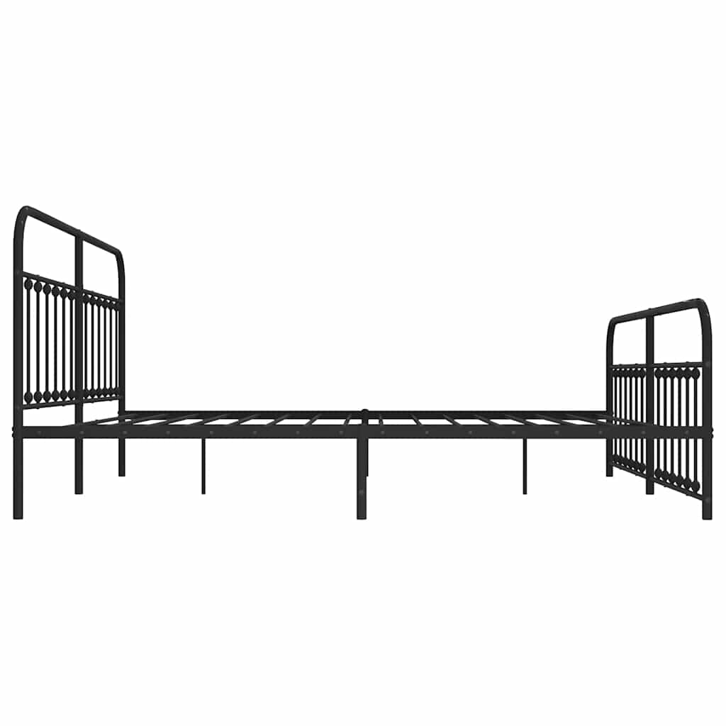 fekete fém ágykeret fej- és lábtámlával 200 x 200 cm