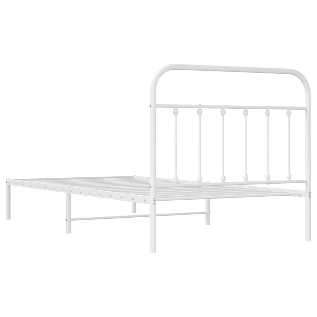 fehér fém ágykeret fejtámlával 100x200 cm