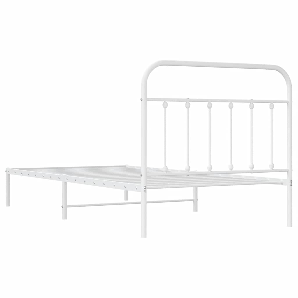 fehér fém ágykeret fejtámlával 107x203 cm