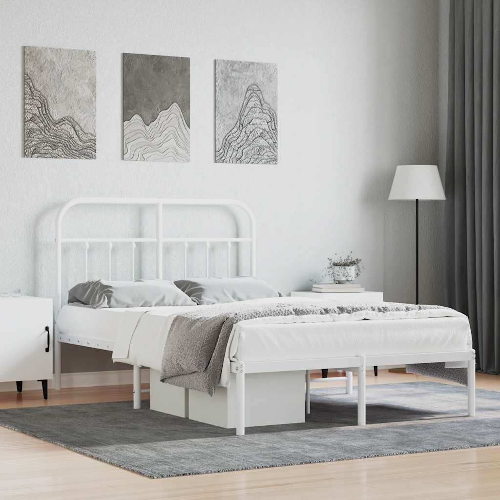 fehér fém ágykeret fejtámlával 120x190 cm