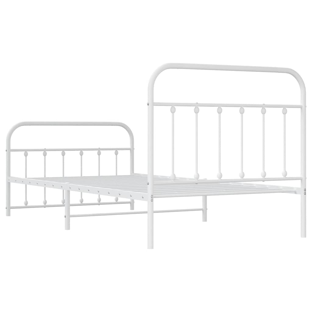 fehér fém ágykeret fej- és lábtámlával 100x200 cm