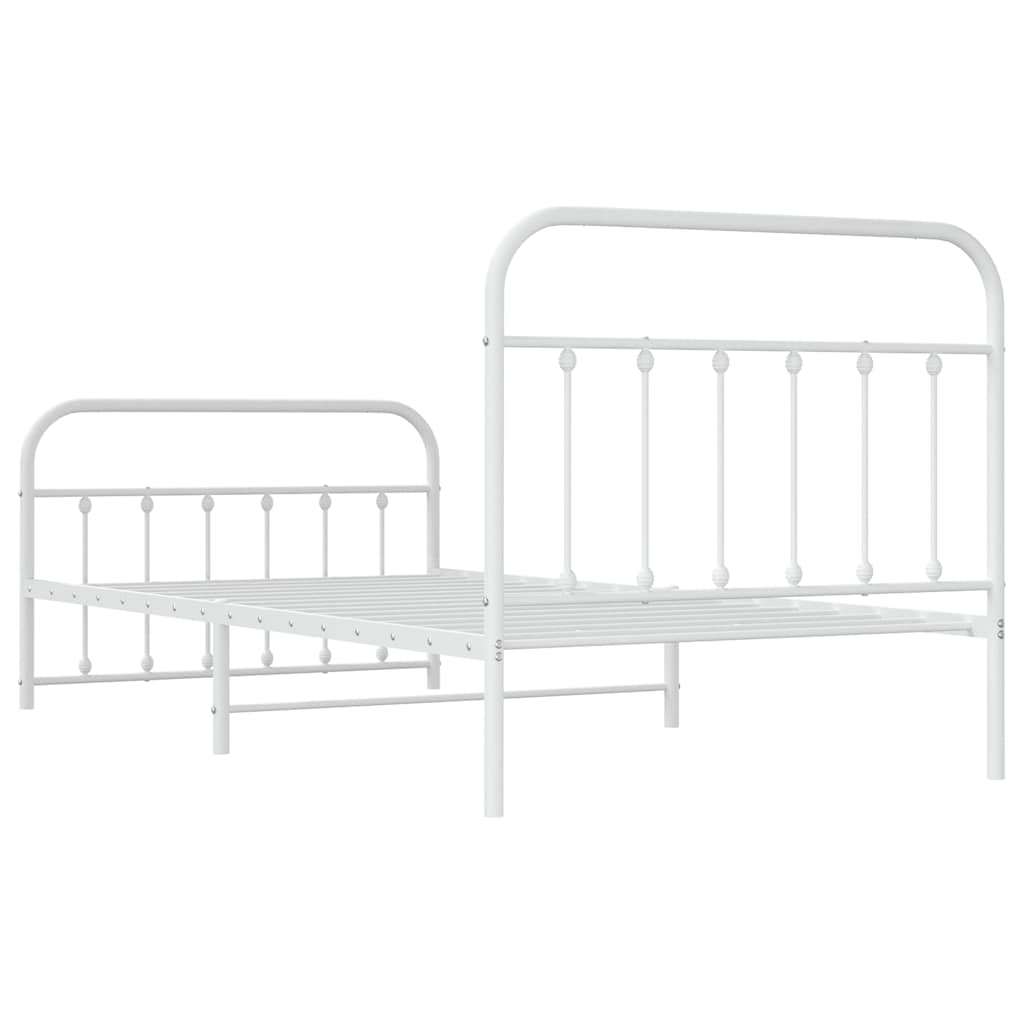 fehér fém ágykeret fej- és lábtámlával 107 x 203 cm
