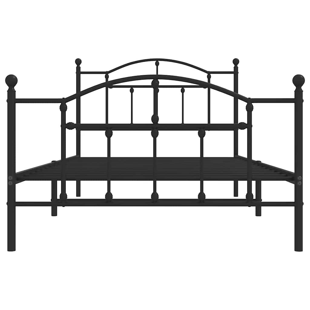 fekete fém ágykeret fej- és lábtámlával 100 x 200 cm