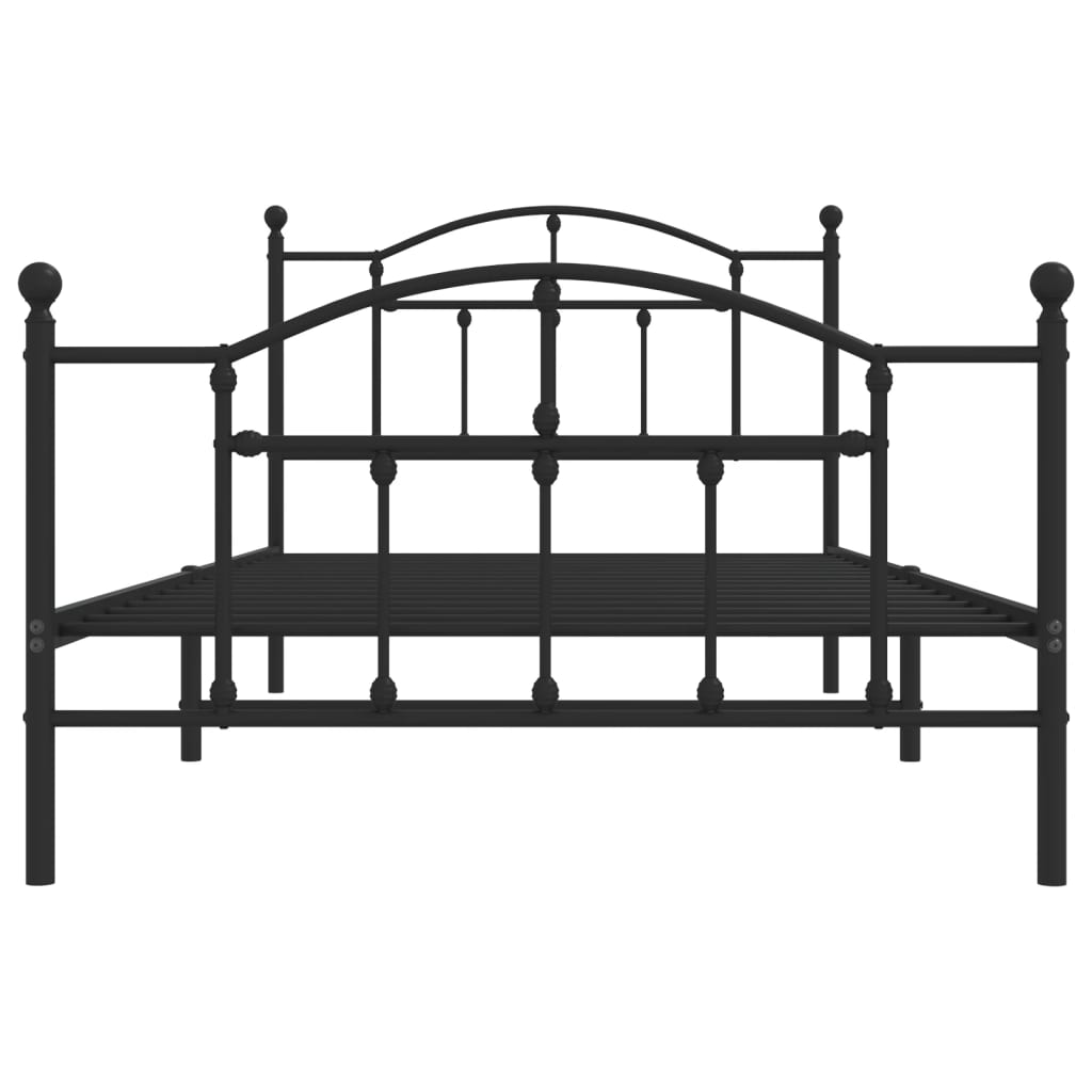 fekete fém ágykeret fej- és lábtámlával 107 x 203 cm