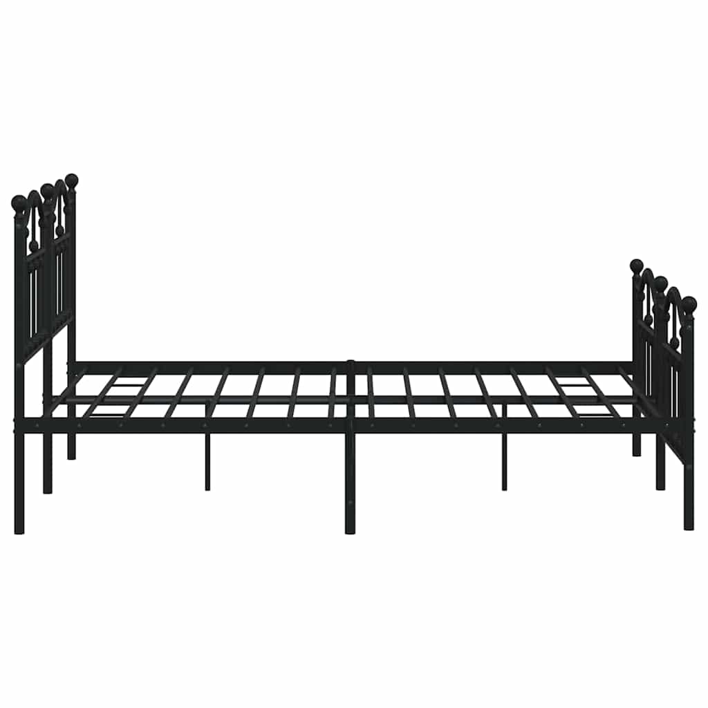 fekete fém ágykeret fej- és lábtámlával 135 x 190 cm
