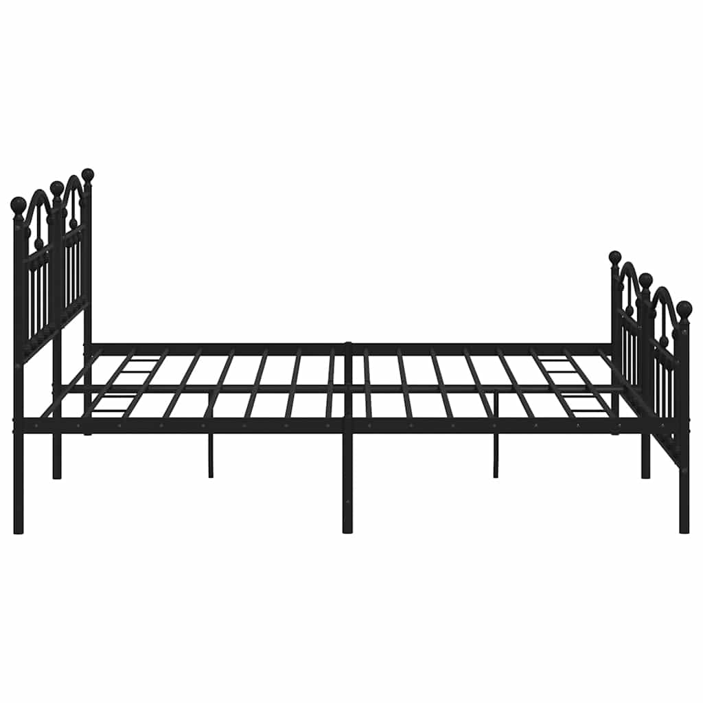 fekete fém ágykeret fej- és lábtámlával 200 x 200 cm