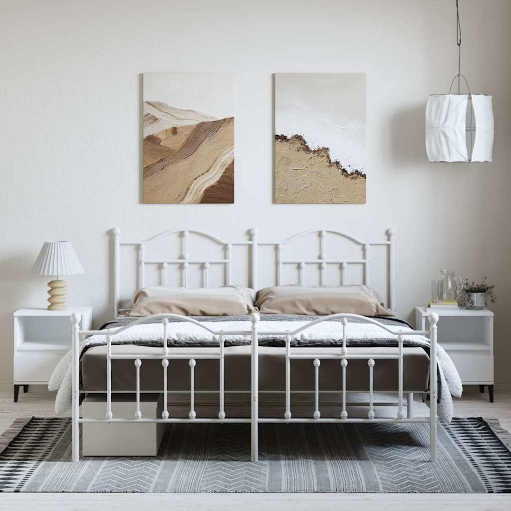 fehér fém ágykeret fej- és lábtámlával 183 x 213 cm