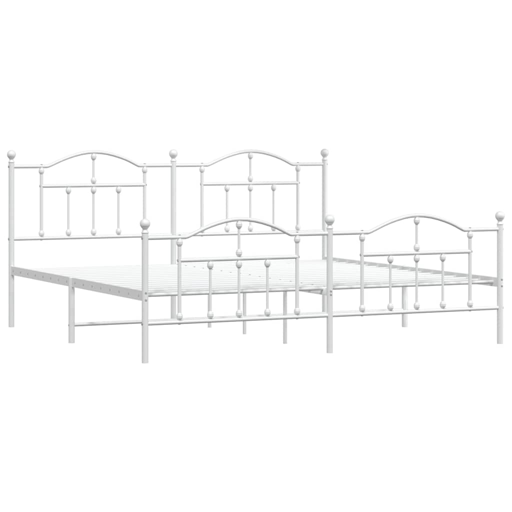 fehér fém ágykeret fej- és lábtámlával 200x200 cm