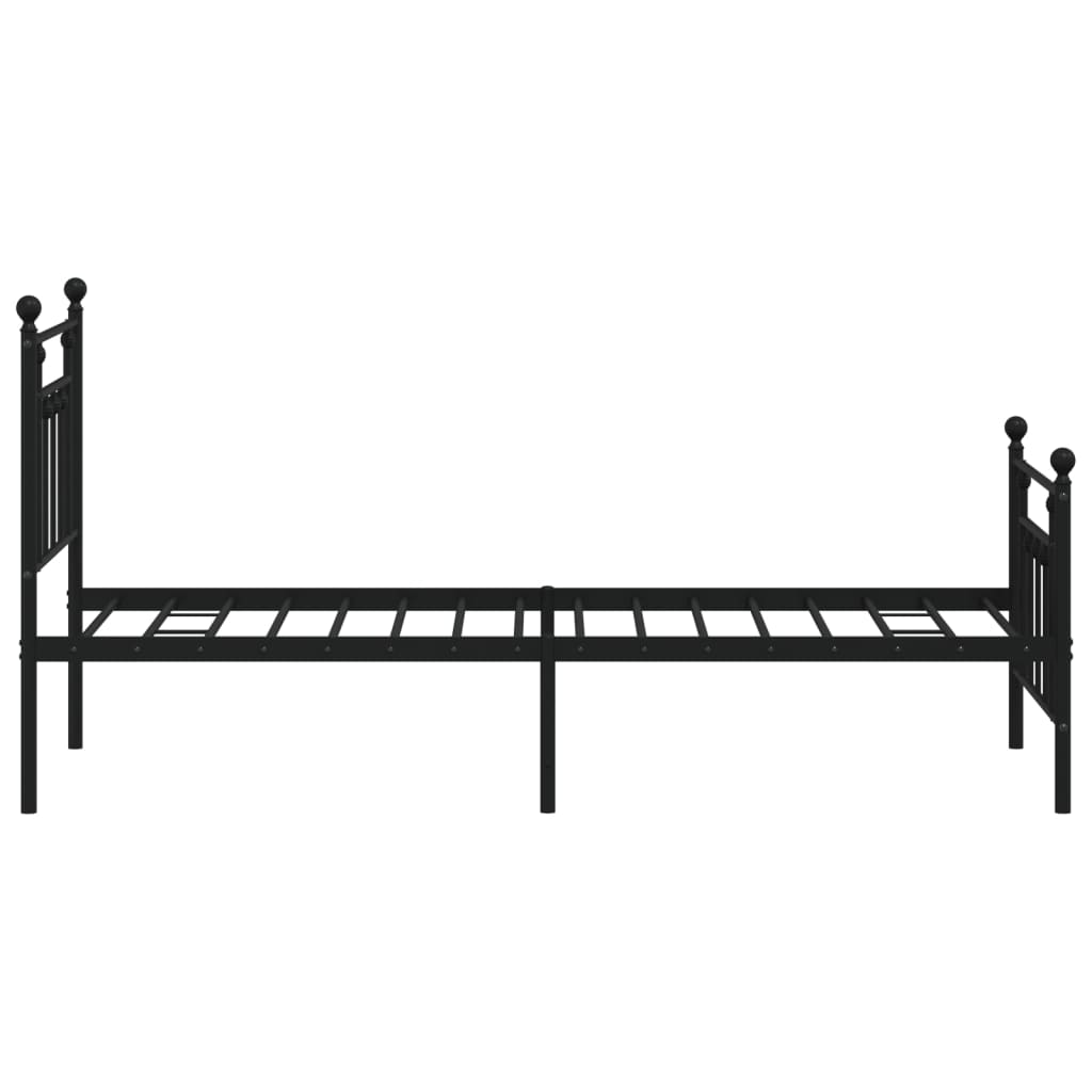 fekete fém ágykeret fej- és lábtámlával 75 x 190 cm