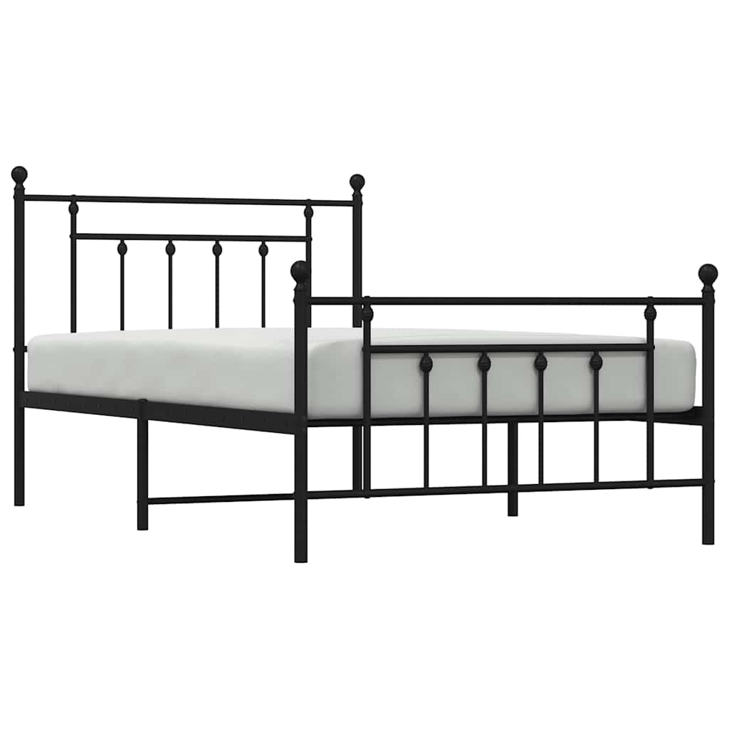 fekete fém ágykeret fej- és lábtámlával 100 x 200 cm