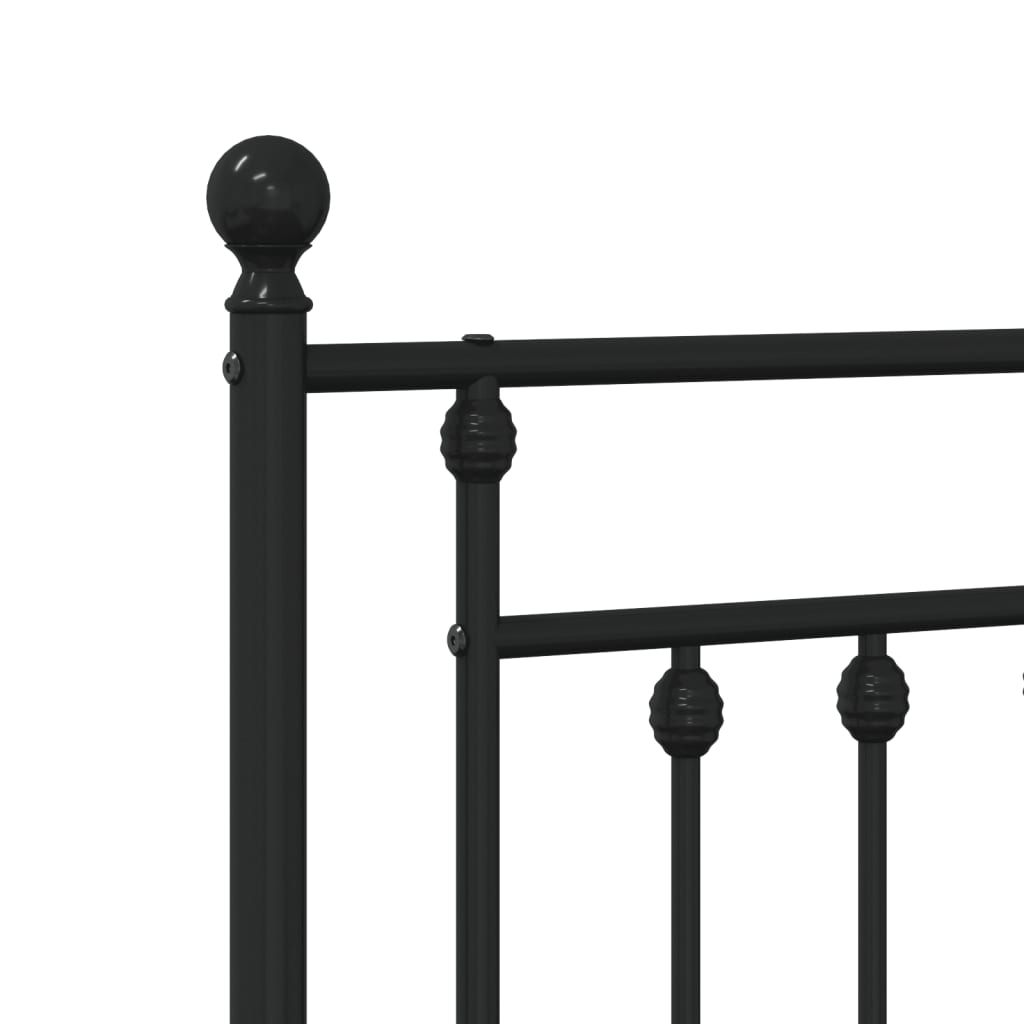 fekete fém ágykeret fej- és lábtámlával 107 x 203 cm