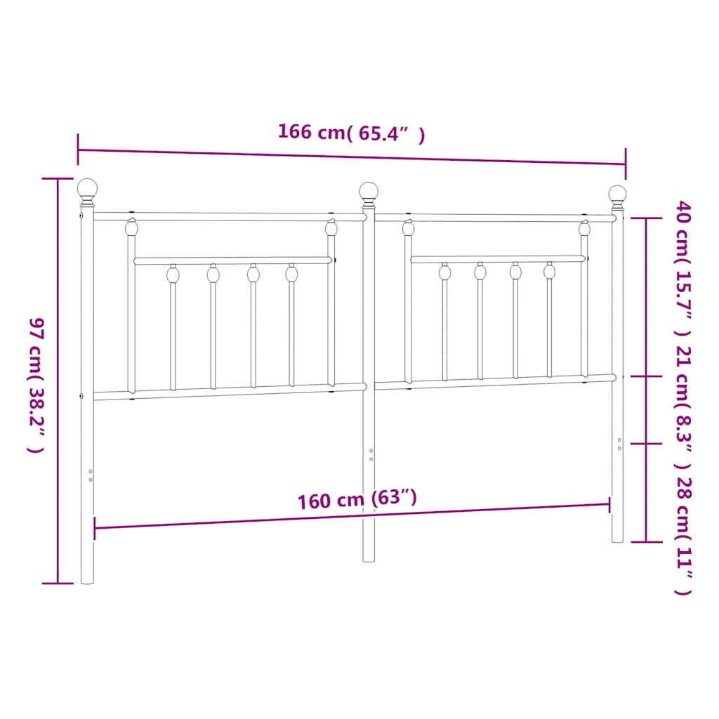 fekete fém csere fejtámla 160 cm