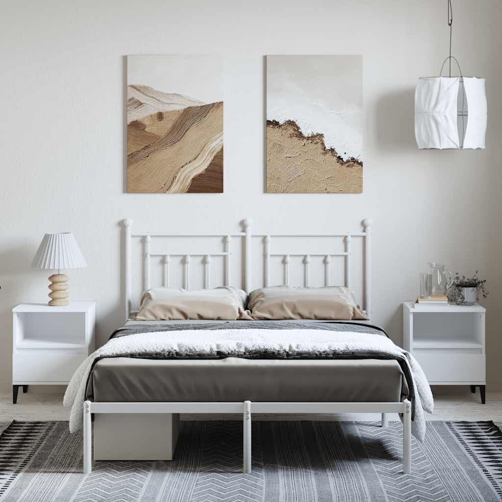 fehér fém ágykeret fejtámlával 150 x 200 cm