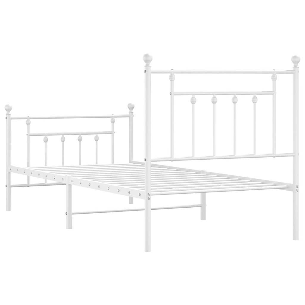 fehér fém ágykeret fej- és lábtámlával 90x200 cm