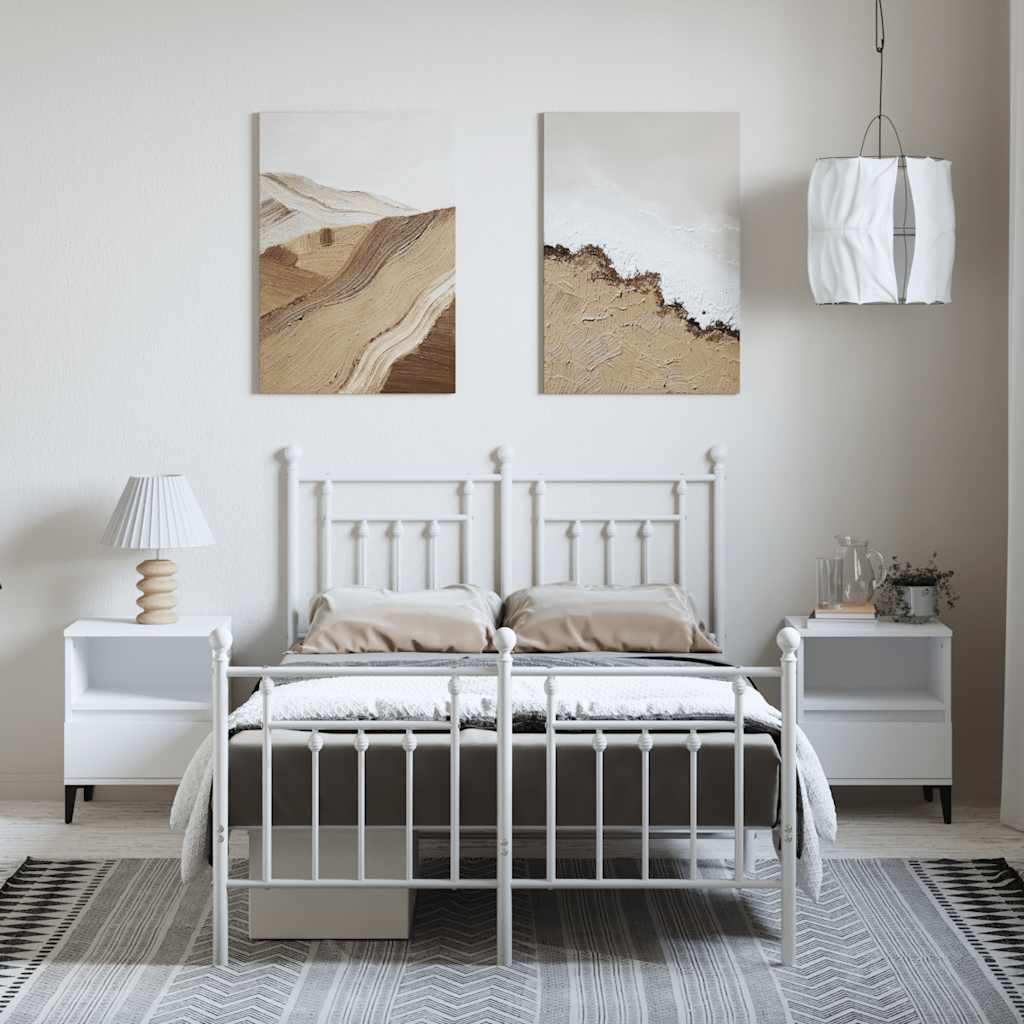 fehér fém ágykeret fej- és lábtámlával 135x190 cm