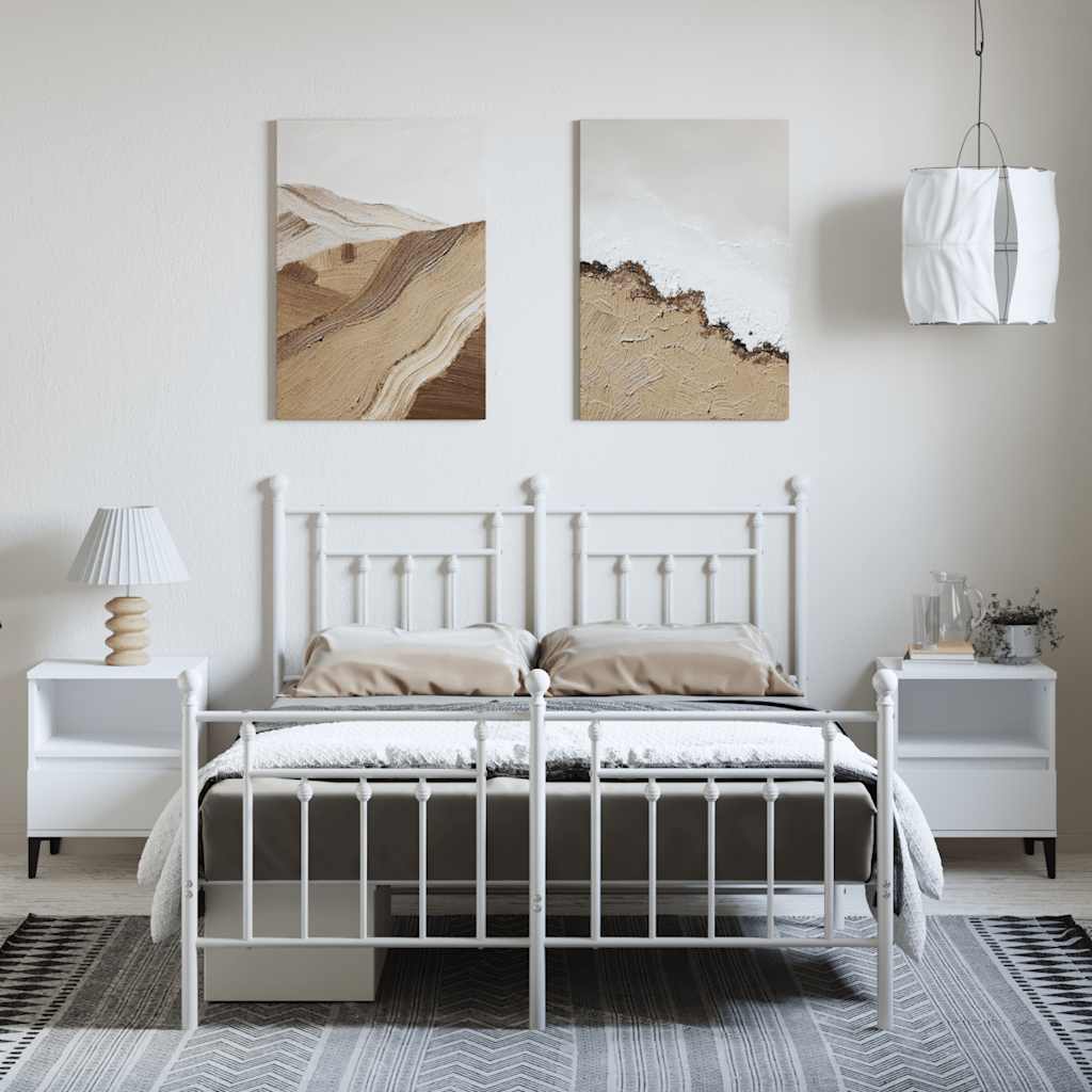 fehér fém ágykeret fej- és lábtámlával 150x200 cm